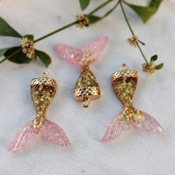 Pink Mermaid Resin art Embellishment ramboo shining beads accessories buttons Pink Mermaid Resin art Embellishment ramboo shining beads accessories buttons