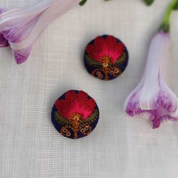 Royal Blue with fine Quality Multi Threads Embroidered Buttons 