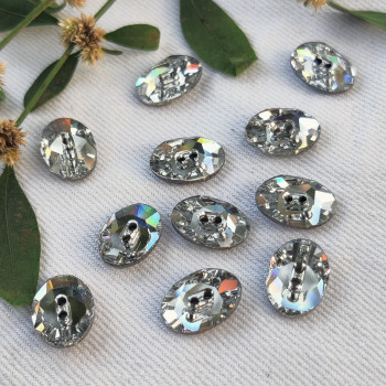 Silver oval Rhinestone Buttons