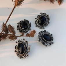 Metallic Unique Black Stone Handmade Buttons for Shirts, Kurtas, Kurtis, Jeans, Decoration, DIY (Pack of 10 pcs) (Size : 3.5 cm) farha