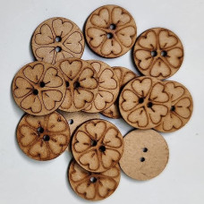 Wooden Flower Printed Buttons 2 Holes Round Buttons for Sewing,Embroidery,Crafting and Decoration(Pack of 25 Pieces)(Size 1.7cm)