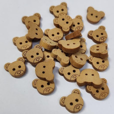 Wooden Teddy bear Head Shape 2 Holes Button 