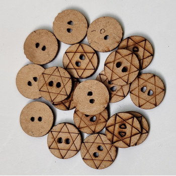 Designerbox Wooden Printed Star 2 Holes Buttons for Sewing,Embroidery,Crafting and Decoration(Pack of 50Pieces)(Size 1.25cm