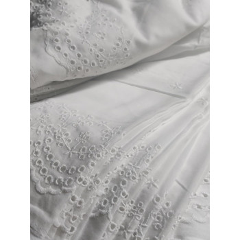 White Chikankari Cotton Fabric both sides border embroidery White Chikankari Cotton Fabric both sides border embroidery