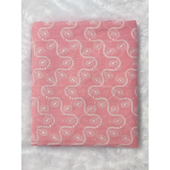 pink chikankari cotton fabric 
