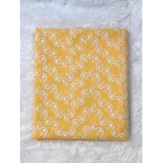yellow chikankari cotton fabric 