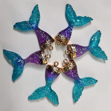 Blue Mermaid Resin Art Embellishment ramboo Shining Beads Buttons Flatback Side Blue Mermaid Resin Art Embellishment ramboo Shining Beads Buttons Flatback Side