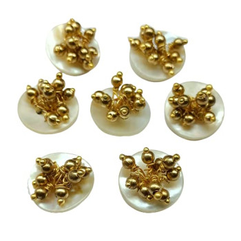 Seashell Mother of Pearl Handmade Buttons with Golden moti Seashell Mother of Pearl Handmade Buttons with Golden moti