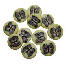 Cream Multi Colour Better Fly Both Side Prints Plastic-Rubber Buttons 