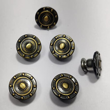 Jeans Button Imported No Sew Hammer on 14 mm Show Jeans Glossy Tack Star Button Gun Metal and Golden Black Design (Pack of 10pcs)(Size 1.4 cm)