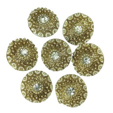 Metallic Round Golden Buttons with Diamond for Suits , Jackets , Decoration and Crafts , DIY ( Size : 3 cm ) ( Pack of 20 Pcs )