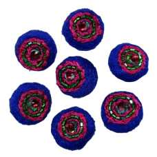 Blue Handmade Buttons with fine Quality Multi Threads Embroidery Work Blue Handmade Buttons with fine Quality Multi Threads Embroidery Work