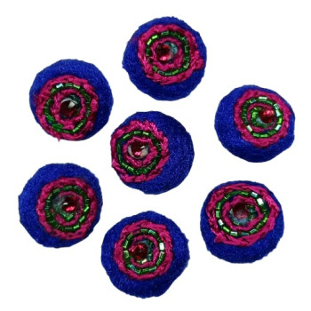 Blue Handmade Buttons with fine Quality Multi Threads Embroidery Work Blue Handmade Buttons with fine Quality Multi Threads Embroidery Work