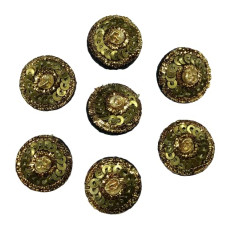 Handmade Sequence Buttons with Golden Tikli for Sweaters , Kurtas , Kurtis , Blouses , Shirts , DIY , Crafts ( Size : 1.5 cm )( Pack of 10 pcs )