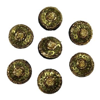 Handmade Sequence Buttons with Golden Tikli for Sweaters , Kurtas , Kurtis , Blouses , Shirts , DIY , Crafts ( Size : 1.5 cm )( Pack of 10 pcs )