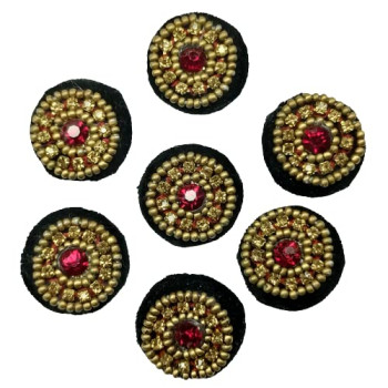 Black Velvet Buttons with fine Quality Golden Moti Embroidery Work Black Velvet Buttons with fine Quality Golden Moti Embroidery Work