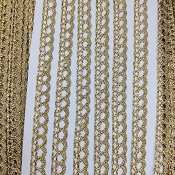 Golden crocia lace for Edge of Sarees , Kurtis , Kurtas , duppatta , Blouses , Art and Craft [10 Meter ] , Size 1 cm .