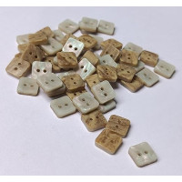 Beige Seashell Mother of Pearl with Resin Art Square Button 