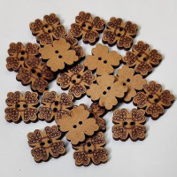 Wooden Flower Shapes 2 Holes Buttons for Sewing,Embroidery,Crafting and Decoration(Pack of 25Pieces)(Size 1.8cm)