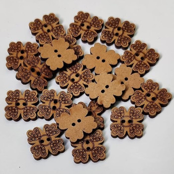 Wooden Flower Shapes 2 Holes Buttons for Sewing,Embroidery,Crafting and Decoration(Pack of 25Pieces)(Size 1.8cm) Wooden Flower Shapes 2 Holes Buttons for Sewing,Embroidery,Crafting and Decoration(Pack of 25Pieces)(Size 1.8cm)