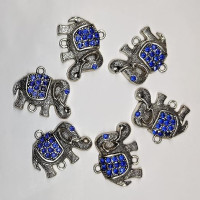 Elephant Metal silver antique finish Polish of 4pcs Set for Showpiece button enhance your designer outfit , dresses , kurtis , kurtas , blouses Table Decorative & Gift Article, [size 3.75cm]