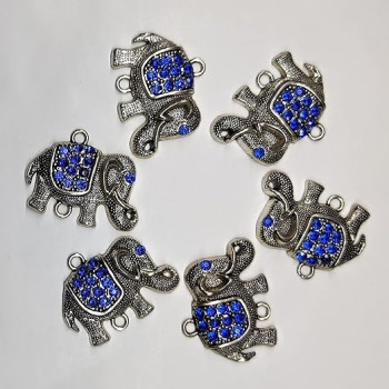 Elephant Metal silver antique finish Polish of 4pcs Set for Showpiece button enhance your designer outfit , dresses , kurtis , kurtas , blouses Table Decorative & Gift Article, [size 3.75cm]