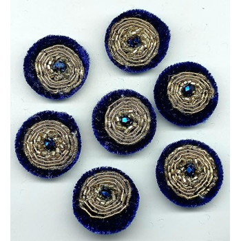 Handmade Blue Velvet Golden Dori Work Buttons for Sweaters , Jackets , Shirts , Kurtis , Kurtas, Decoration , DIY , Crafts ( Size : 2 cm ) ( Pack of 10 pcs ) Handmade Blue Velvet Golden Dori Work Buttons for Sweaters , Jackets , Shirts , Kurtis , Kurtas, Decoration , DIY , Crafts ( Size : 2 cm ) ( Pack of 10 pcs )