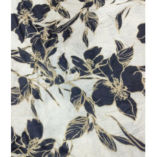 Rayon black floral printed fabric