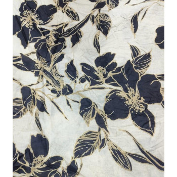 Rayon black floral printed fabric Rayon black floral printed fabric