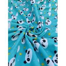 boxpoplin Cotton Blue & Panda Kids Print Fabric boxpoplin Cotton Blue & Panda Kids Print Fabric