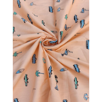 Peach Poplin Cotton Fabric Print Peach Poplin Cotton Fabric Print
