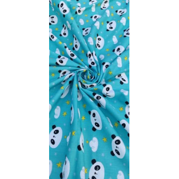poplin Cotton Blue & Panda Kids Print Fabric 