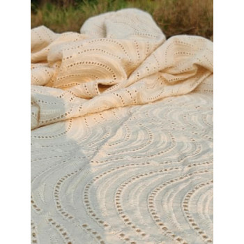 Cream Women's 100% Cotton Chikan Embroidery Work Unstitched All Over Fabric Cream Women's 100% Cotton Chikan Embroidery Work Unstitched All Over Fabric