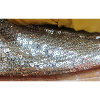 Lycra Parisot with Sequin Fabric Glitter Fabric The Yard Little Mermaid Fabric Material Fabric Sparkly Fabric Mesh Fabric Vinyl Fabric Sequence Fabric Material (1 MTR, Golden) (1 Meter)
