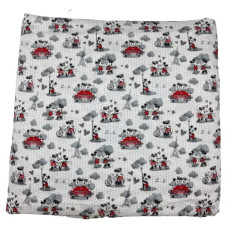 Off white Rayon Mickymouse print for kids night Outfit , Gifting , Home Decor , unisex , jumpsuit women ( Pack of 2 meter ) width : 58 inch