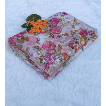  Floral Printed Organza Fabric width 58 inches