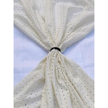 White Chikan Embroidery fabric 