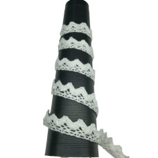 White Colour Cotton Crossiya Snake Lace Border for Dress, Kurtis, Dupatta, Bag, Craft and Decorations(Pack of 9 Meter ) Size : 1.4cm