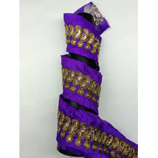 Purpule Lace with Golden Cord Dori Threads Embroidery Work Border for Bridal Dress, Gown, Dupatta, Sarees, Wedding Outfits (Pack of 2 Meter) Width : 2.2cm