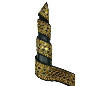 Black Colour Lace with Golden Dori and Sequence Threads Embroidery Work Border Black Colour Lace with Golden Dori and Sequence Threads Embroidery Work Border