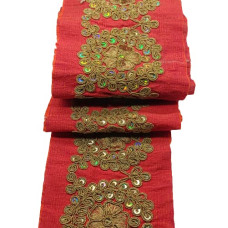 Orange Colour Lace with Golden Dori and Sequence Threads Embroidery Work Border for Bridal Dress, Gown, Dupatta, Sarees, Wedding Outfits ( Pack of 4.5 Meter) Size : 11cm Orange Colour Lace with Golden Dori and Sequence Threads Embroidery Work Border for Bridal Dress, Gown, Dupatta, Sarees, Wedding Outfits ( Pack of 4.5 Meter) Size : 11cm
