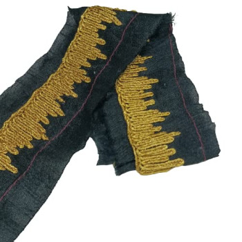 Black Lace with Golden kasab Cord Dori Threads Embroidery Work Border Black Lace with Golden kasab Cord Dori Threads Embroidery Work Border