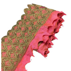 Pink Colour Lace with Golden kassab Threads Embroidery Work Border for Bridal Dress, Gown, Dupatta, Sarees, Wedding Outfits (Pack of 4.5 Meter) Size : 5 inch