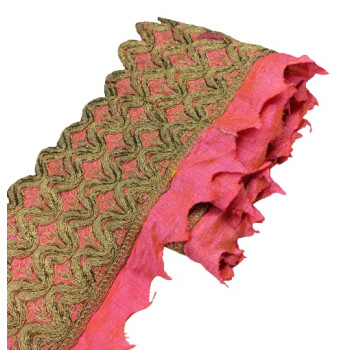 Pink Colour Lace with Golden kassab Threads Embroidery Work Border for Bridal Dress, Gown, Dupatta, Sarees, Wedding Outfits (Pack of 4.5 Meter) Size : 5 inch Pink Colour Lace with Golden kassab Threads Embroidery Work Border for Bridal Dress, Gown, Dupatta, Sarees, Wedding Outfits (Pack of 4.5 Meter) Size : 5 inch