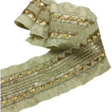 Gold Colour Lace with Golden Dori and Sequence Threads Embroidery Work Border for Bridal Dress, Gown, Dupatta, Sarees, Wedding Outfits ( Pack of 4.5 Meter) Size : 8cm Gold Colour Lace with Golden Dori and Sequence Threads Embroidery Work Border for Bridal Dress, Gown, Dupatta, Sarees, Wedding Outfits ( Pack of 4.5 Meter) Size : 8cm
