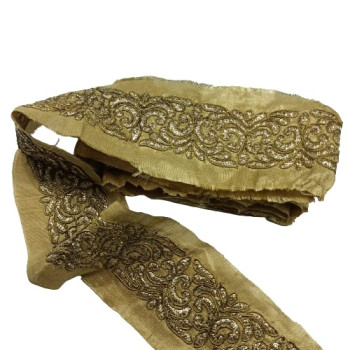 Gold Colour Lace with Golden Dori Threads Embroidery Work Border for Bridal Dress, Gown, Dupatta, Sarees, Wedding Outfits ( Pack of 4.5 Meter) Size : 4cm Gold Colour Lace with Golden Dori Threads Embroidery Work Border for Bridal Dress, Gown, Dupatta, Sarees, Wedding Outfits ( Pack of 4.5 Meter) Size : 4cm