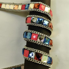 Multicolour Glass Stone with Chain and Glue Sticks lace for Western, Indo Western, Sandal for Edge of Sarees , duppatta , Blouses ( Pack of 1 Meter ) Multicolour Glass Stone with Chain and Glue Sticks lace for Western, Indo Western, Sandal for Edge of Sarees , duppatta , Blouses ( Pack of 1 Meter )