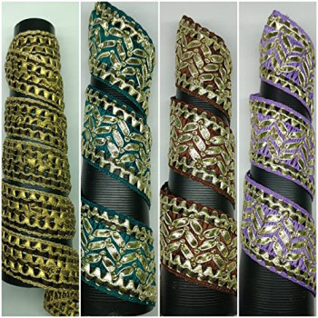 Combo of 4 Golden Gota Patti Jhalar lace Heavy Work Trim Lace Border Combo of 4 Golden Gota Patti Jhalar lace Heavy Work Trim Lace Border