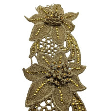 Golden Flower Shape Lace with Diamonds and Golden kasab Embroidery Work Border for Bridal Dress, Gown, Dupatta, Sarees, Wedding Outfits (Pack of 1 Meter ) Width: 9.5 cm Golden Flower Shape Lace with Diamonds and Golden kasab Embroidery Work Border for Bridal Dress, Gown, Dupatta, Sarees, Wedding Outfits (Pack of 1 Meter ) Width: 9.5 cm
