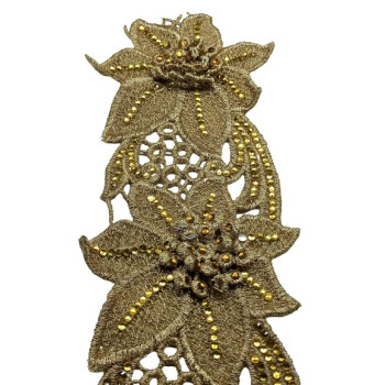 Golden Flower Shape Lace with Diamonds and Golden kasab Embroidery Work Border for Bridal Dress, Gown, Dupatta, Sarees, Wedding Outfits (Pack of 1 Meter ) Width: 9.5 cm Golden Flower Shape Lace with Diamonds and Golden kasab Embroidery Work Border for Bridal Dress, Gown, Dupatta, Sarees, Wedding Outfits (Pack of 1 Meter ) Width: 9.5 cm